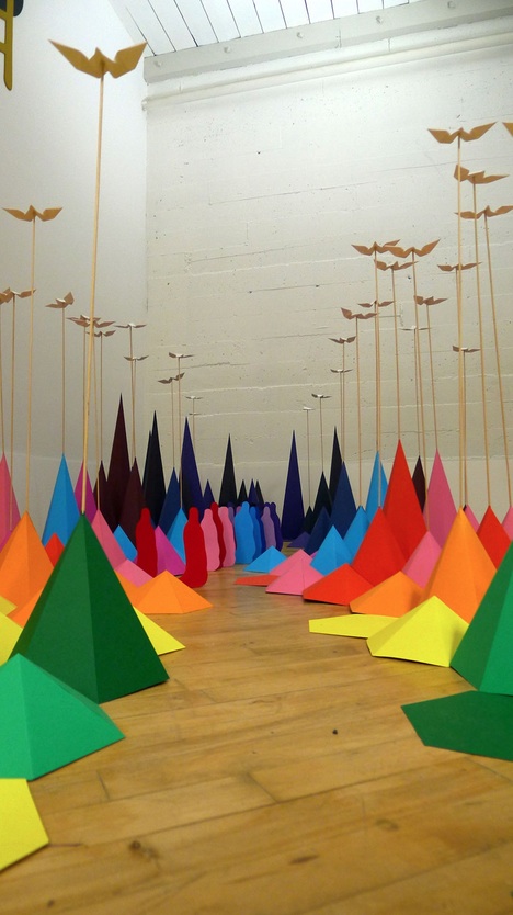 Paysage Coloré d'Origami en Papier et de Bois (3)