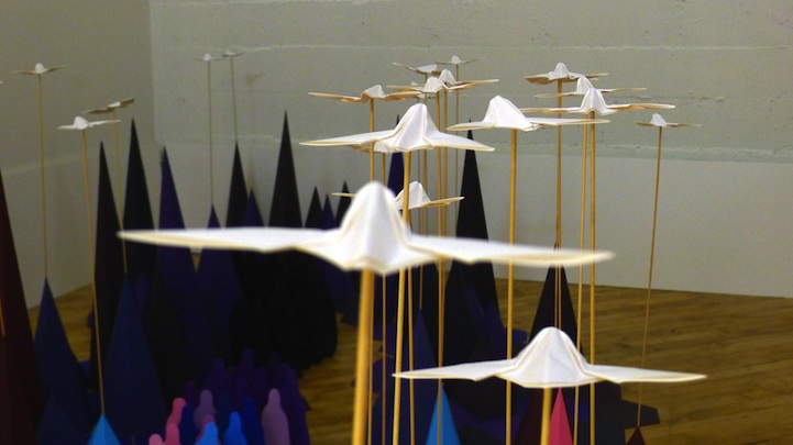 Paysage Coloré d'Origami en Papier et de Bois (5)
